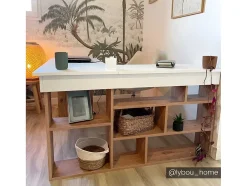 Hoekbureau Met Opbergruimte - Wit En Naturel - Lileul