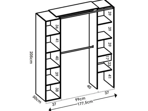 Hoekkledingkast Met Gordijn En 1 Deur - Met Spiegel - L231 Cm - Wit En Grijs - Bertrand