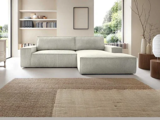 Hoekslaapbank Amelia Van Pascal Morabito - Ribfluweel - Beige - Hoek Rechts