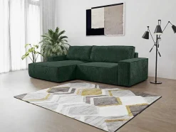 Hoekslaapbank Amelia Van Pascal Morabito - Ribfluweel - Spargroen - Hoek Links