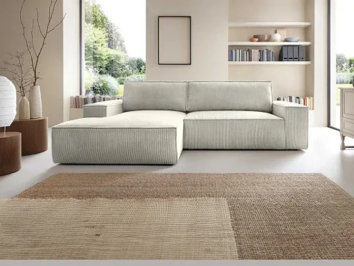 Hoekslaapbank Amelia Van Pascal Morabito - Ribfluweel - Beige - Hoek Links