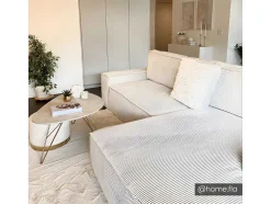 Hoekslaapbank Amelia Van Pascal Morabito - Ribfluweel - Beige - Hoek Rechts