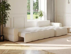Hoekslaapbank Met Omkeerbare Hoek Van Beige Bouclestof Issoro