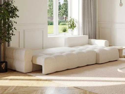 Hoekslaapbank Met Omkeerbare Hoek Van Beige Bouclestof Issoro