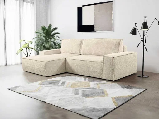 Hoekslaapbank Van Teddy Stof - Beige - Hoek Links - Amelia Van Pascal Morabito