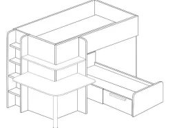 Hoekstapelbed 2 X 90 X 190 Cm - Met Bureau - Grijs, Wit En Roze + Matras - Samuel