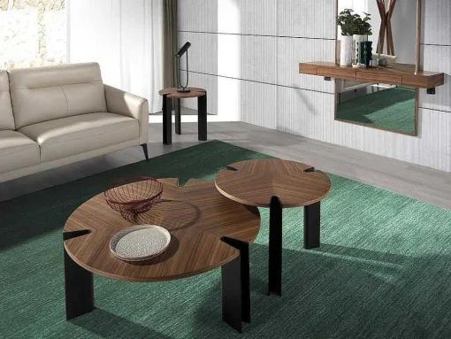 Hoektafel In Notenhout En Zwart Staal 2117 Angel Cerda