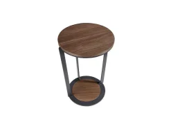 Hoektafel In Walnoothout En Zwart Staal 2116 Angel Cerda