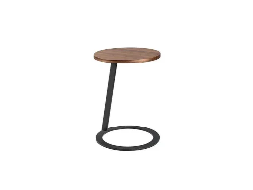 Hoektafel In Walnoothout En Zwart Staal 2115 Angel Cerda