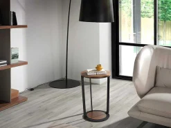 Hoektafel In Walnoothout En Zwart Staal 2116 Angel Cerda