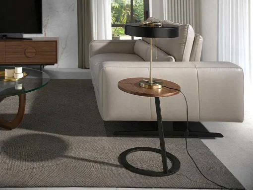 Hoektafel In Walnoothout En Zwart Staal 2115 Angel Cerda