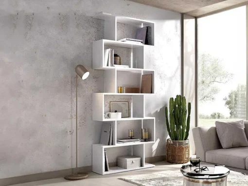 Hoge Stellingkast Tomini - 6 Vakken - Kleur: Wit