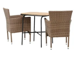 Holmbeck Tuinmeubelset Tafel, 2 Stoelen Naturel.