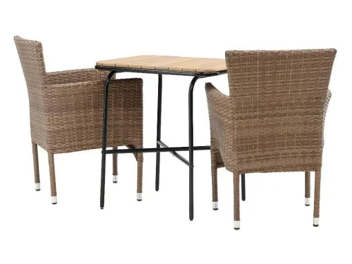 Holmbeck Tuinmeubelset Tafel, 2 Stoelen Naturel.