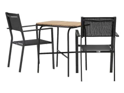 Holmbeck Tuinmeubelset Tafel, 2 Stoelen Naturel,Zwart.