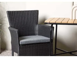 Holmbeck Tuinmeubelset Tafel, 2 Stoelen Naturel,Zwart.