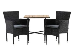 Holmbeck Tuinmeubelset Tafel, 2 Stoelen Naturel,Zwart.