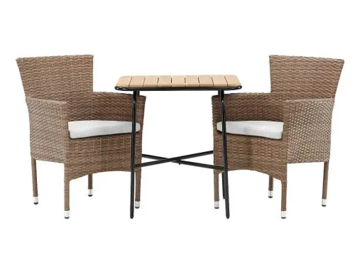 Holmbeck Tuinmeubelset Tafel, 2 Stoelen Naturel.
