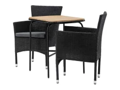 Holmbeck Tuinmeubelset Tafel, 2 Stoelen Naturel,Zwart.