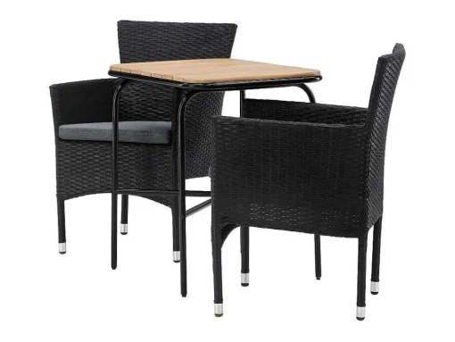 Holmbeck Tuinmeubelset Tafel, 2 Stoelen Naturel,Zwart.