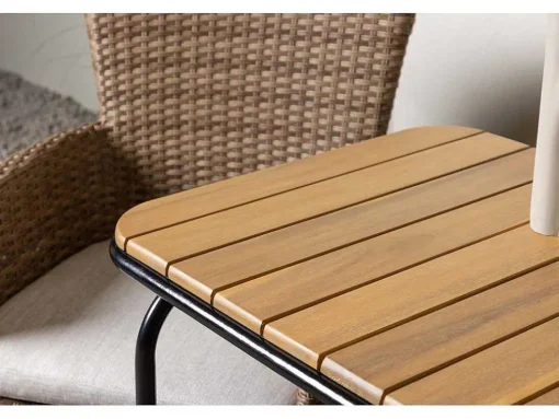 Holmbeck Tuinmeubelset Tafel, 2 Stoelen Naturel.