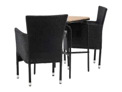 Holmbeck Tuinmeubelset Tafel, 2 Stoelen Naturel,Zwart.