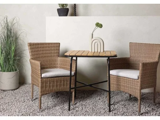 Holmbeck Tuinmeubelset Tafel, 2 Stoelen Naturel.