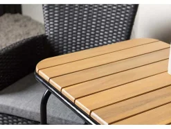 Holmbeck Tuinmeubelset Tafel, 2 Stoelen Naturel,Zwart.
