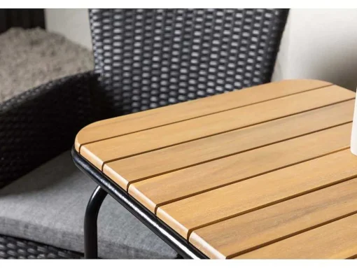Holmbeck Tuinmeubelset Tafel, 2 Stoelen Naturel,Zwart.