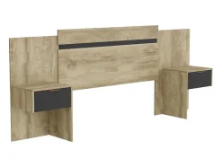 Hoofdeinde Met Nachtkastjes - Uitbreidbaar - 140 /160 Cm - Naturel En Zwart - Parati