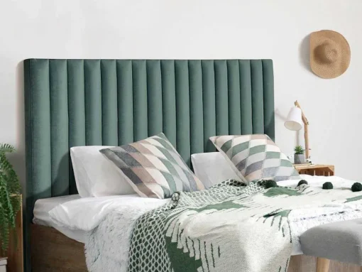 Hoofdeinde Sarah Met Verticale Naden - 160 Cm - Fluweel - Amandelgroen
