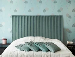 Hoofdeinde Sarah Met Verticale Naden - 160 Cm - Fluweel - Amandelgroen