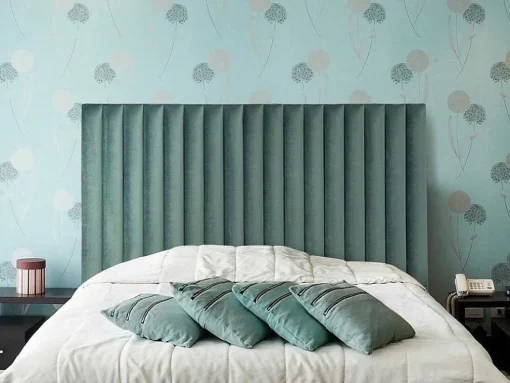 Hoofdeinde Sarah Met Verticale Naden - 160 Cm - Fluweel - Amandelgroen