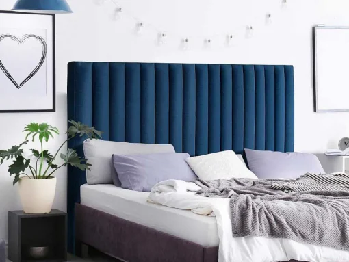 Hoofdeinde Sarah Met Verticale Naden - 140 Cm - Fluweel - Donkerblauw