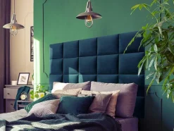 Hoofdeinde Wandpanelen Bartel - 200 Cm - Fluweel - Blauw - Van Pascal Morabito