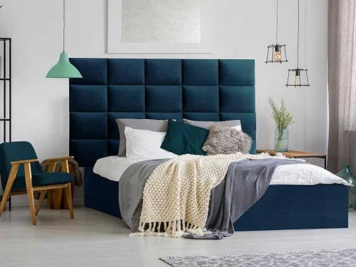 Hoofdeinde Wandpanelen Bartel - 200 Cm - Fluweel - Blauw - Van Pascal Morabito