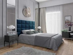 Hoofdeinde Wandpanelen Bartel - 200 Cm - Fluweel - Blauw - Van Pascal Morabito