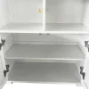 Hoog Dressoir - 2 Vakken En 2 Vlindervormige Deuren - Wit & Naturel