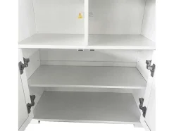 Hoog Dressoir - 2 Vakken En 2 Vlindervormige Deuren - Wit & Naturel