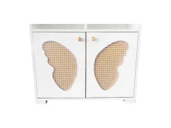 Hoog Dressoir - 2 Vakken En 2 Vlindervormige Deuren - Wit & Naturel