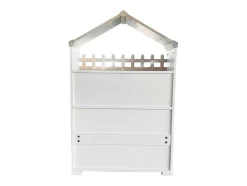 Hoog Dressoir - 2 Vakken En 2 Vlindervormige Deuren - Wit & Naturel