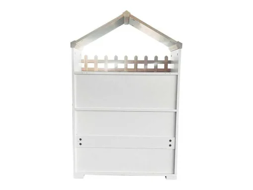 Hoog Dressoir - 2 Vakken En 2 Vlindervormige Deuren - Wit & Naturel
