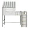 Hoogslaper 90 X 200 Cm - Cabinebed Met Ladder - Opbergplank - Massief Hout - Groen