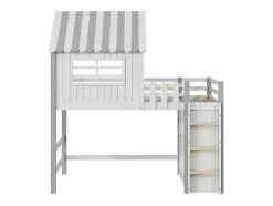 Hoogslaper 90 X 200 Cm - Cabinebed Met Ladder - Opbergplank - Massief Hout - Groen