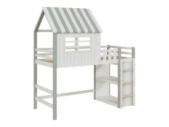 Hoogslaper 90 X 200 Cm - Cabinebed Met Ladder - Opbergplank - Massief Hout - Groen