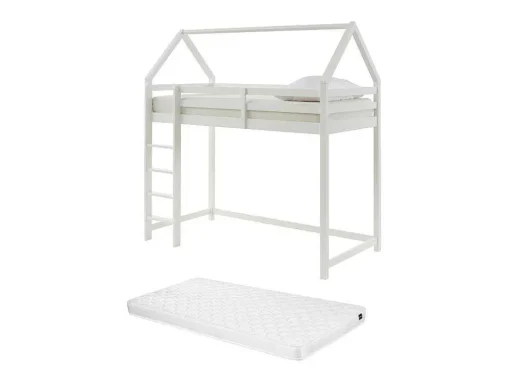 Hoogslaper 90 X 190 Cm - Grenen - Wit + Matras - Tarzia