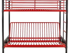 Hoogslaper 90 X 190 Cm - Met Slaapbank - Metaal - Zwart En Rood + Futon + Matras - Modulo V