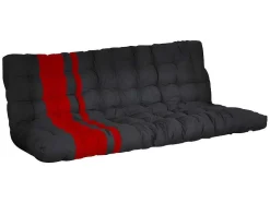 Hoogslaper 90 X 190 Cm - Met Slaapbank - Metaal - Zwart En Rood + Futon + Matras - Modulo V