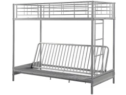 Hoogslaper 90 X 190 Cm - Met Uitklapbare Bank - Metaal - Zilver + Zwart Futon - Modulo V