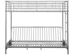 Hoogslaper 90 X 190 Cm - Met Uitklapbare Bank - Metaal - Zilver + Zwart Futon - Modulo V